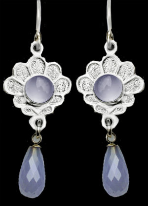 Silver Blue Chalcedony Earrings